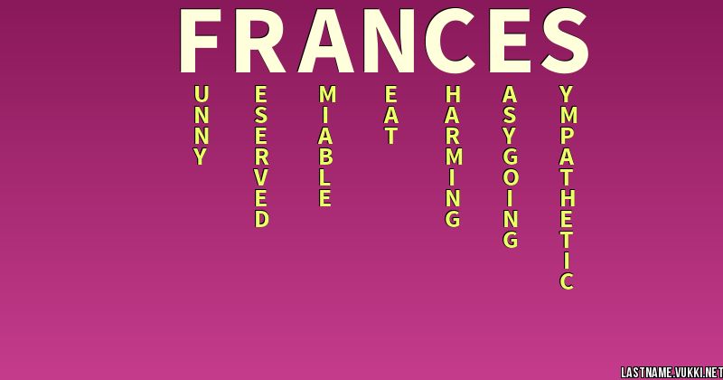 What Does The Name Frances Mean For A Girl