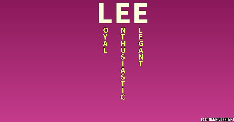 Last name meaning - lee